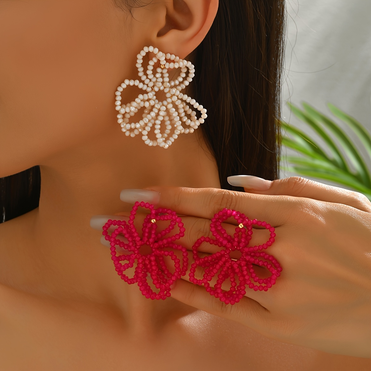 Handmade Beaded Floral Earrings for Vacation Style
